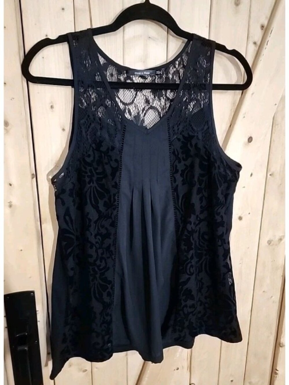 Doe And Rae Women's M Sleeveless Top Velvet Burnout Lace Witchy Whimsigoth Sheer